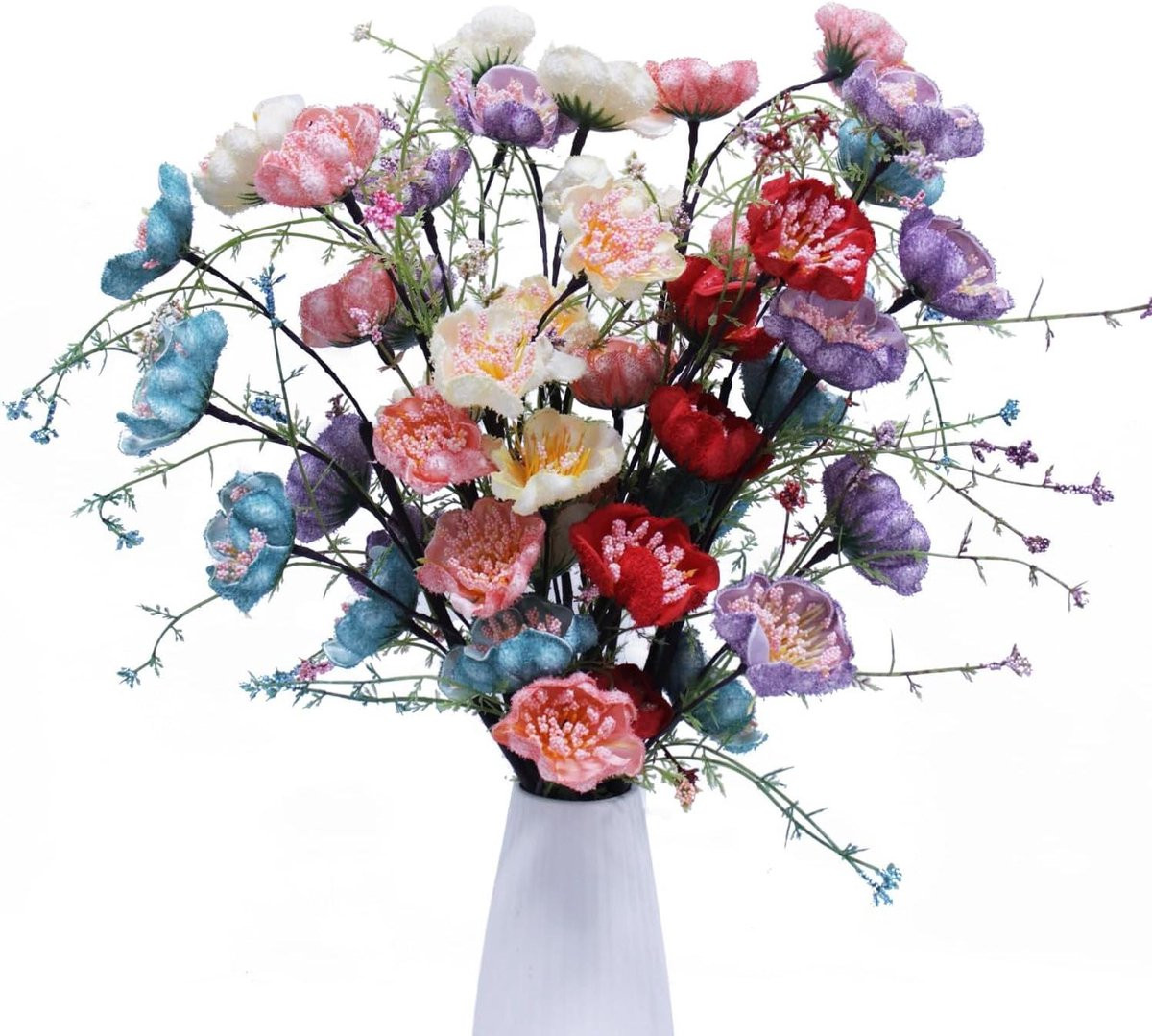Set van 8 kunstazalea bloemen met verstelbare stelen in gemengde kleuren, 60 cm hoog