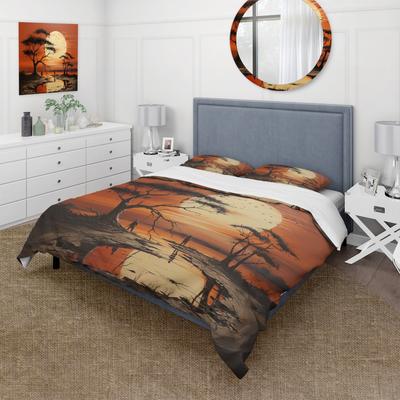 DESIGN ART "Designart ""African Tribal Sunset I"" Yellow Global - Bedding Cover Set With Shams"