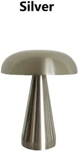 Discount Dollar Deals Retro Mushroom LED Table Lamp, Rechargeable Touch Sensor Bedside Lamp, Reading Light For Bedroom, Restaurant And Bar silver