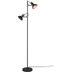 Stehleuchte schwarz gold Standlampe Strahler schwenkbar Wohnzimmerleuchte stehend, Metall, 2x E14 Fassungen, LxBxH 23x43x155 cm