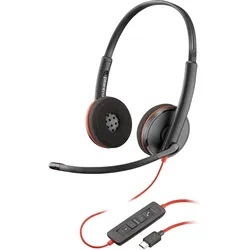 HP Poly Blackwire C3220 USB-C Stereo-Headset (Kabelgebunden, USB-C, Avaya, Skype), Office Headset, Schwarz