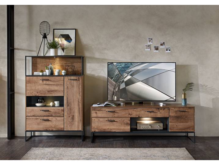 Wohn-Concept Manhattan TV-/Wohnwand Holzwerkstoff/Metall