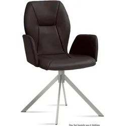 ARMLEHNSTUHL (6er-Set) Dottie 58x92x60 Edelstahl/Espresso