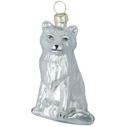 Holly & Jolly 1 Christbaumschmuck Glas 8,5cm Silberfuchs Figur Weihnachtsbaum Anhänger Fuchs Christbaumanhänger Christmas Weihnachtsdeko Glasfigur Silber