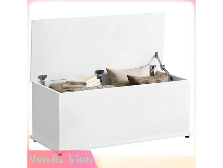 LIA Coffre rangement banc chaussures blanc 100x40x40cm