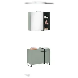 moebel-dich-auf Badezimmer Badmöbel MESSINA Korpus Schilfgrün, Spiegelschrank, Wbu, Set 4