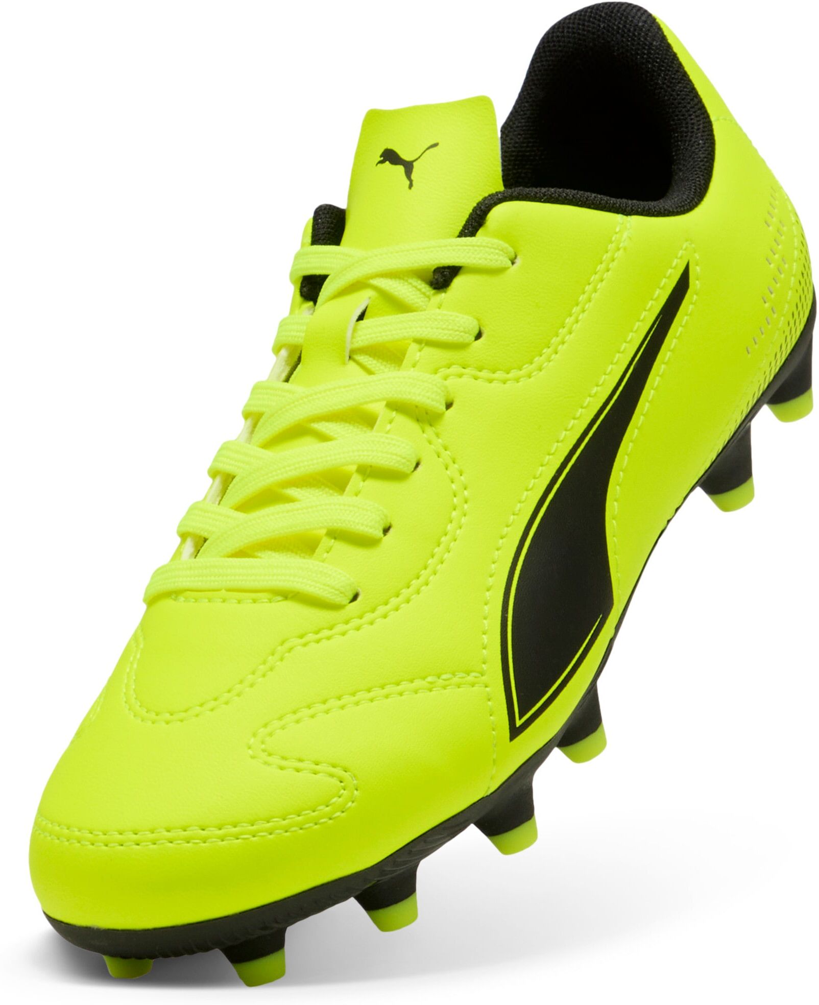 Fussballschuh PUMA "VITORIA II FG/AG JR", Mädchen, Gr. 38,5, gelb (gelb alert, puma schwarz), Synthetik, Schuhe Fussballschuh, für Rasen- und Kunstrasenplätze gelb alert, puma schwarz 38,5