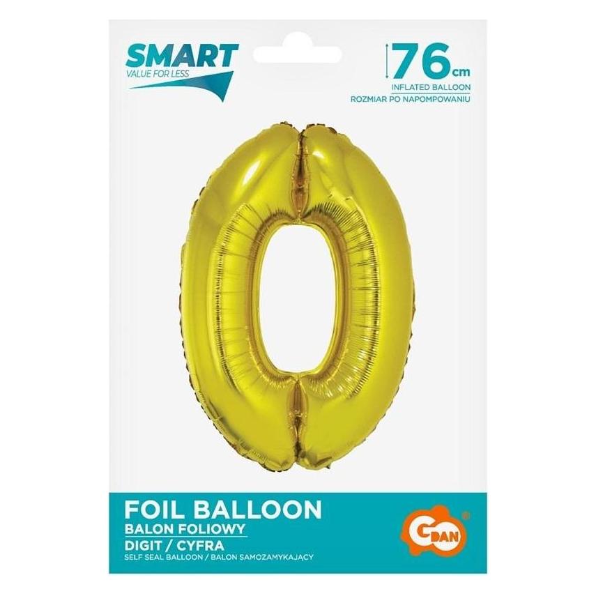 GoDan Folienballon Zahl 0 Gold Smart 76cm (1x) (40960344)