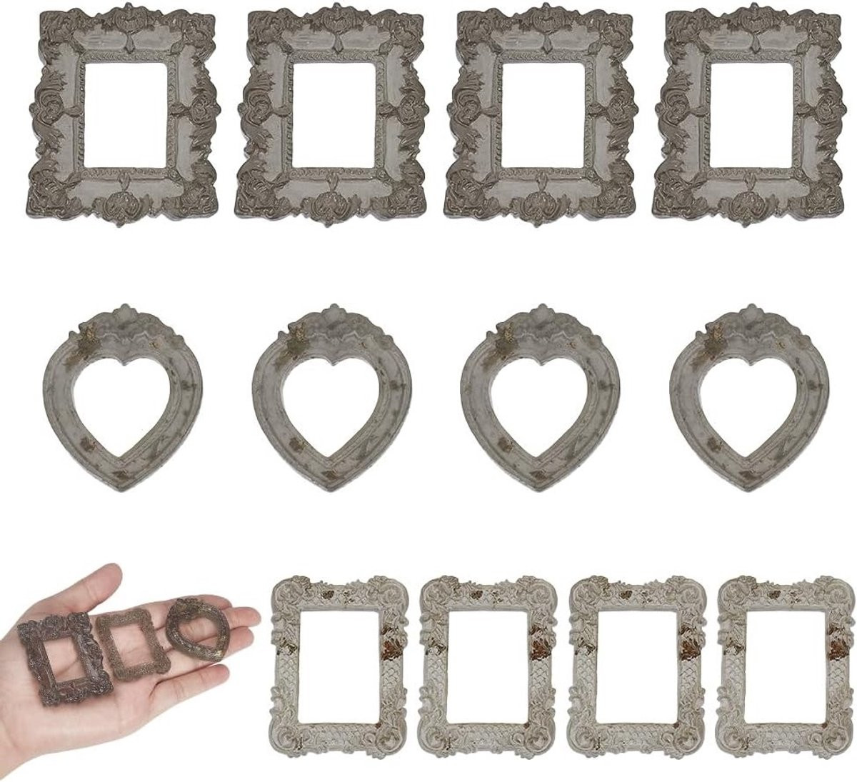 Pack van 12 Vintage Houten Fotolijsten - Mini Foto Frames voor Decoratie en Fotografie Accessoires