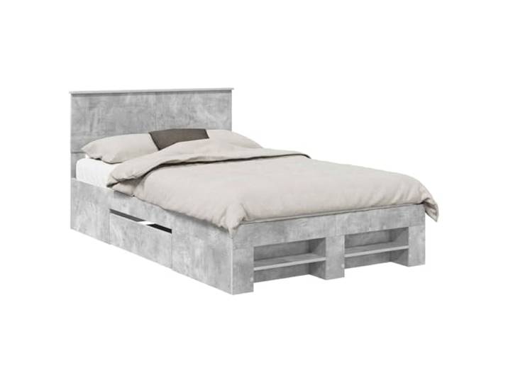 PUGYNBK Bettgestell mit Kopfteil, Grau, 120 x 200 cm Holz engineered, modernes Design, Verwendung im Innenbereich, einfache Reinigung, robuster Boden