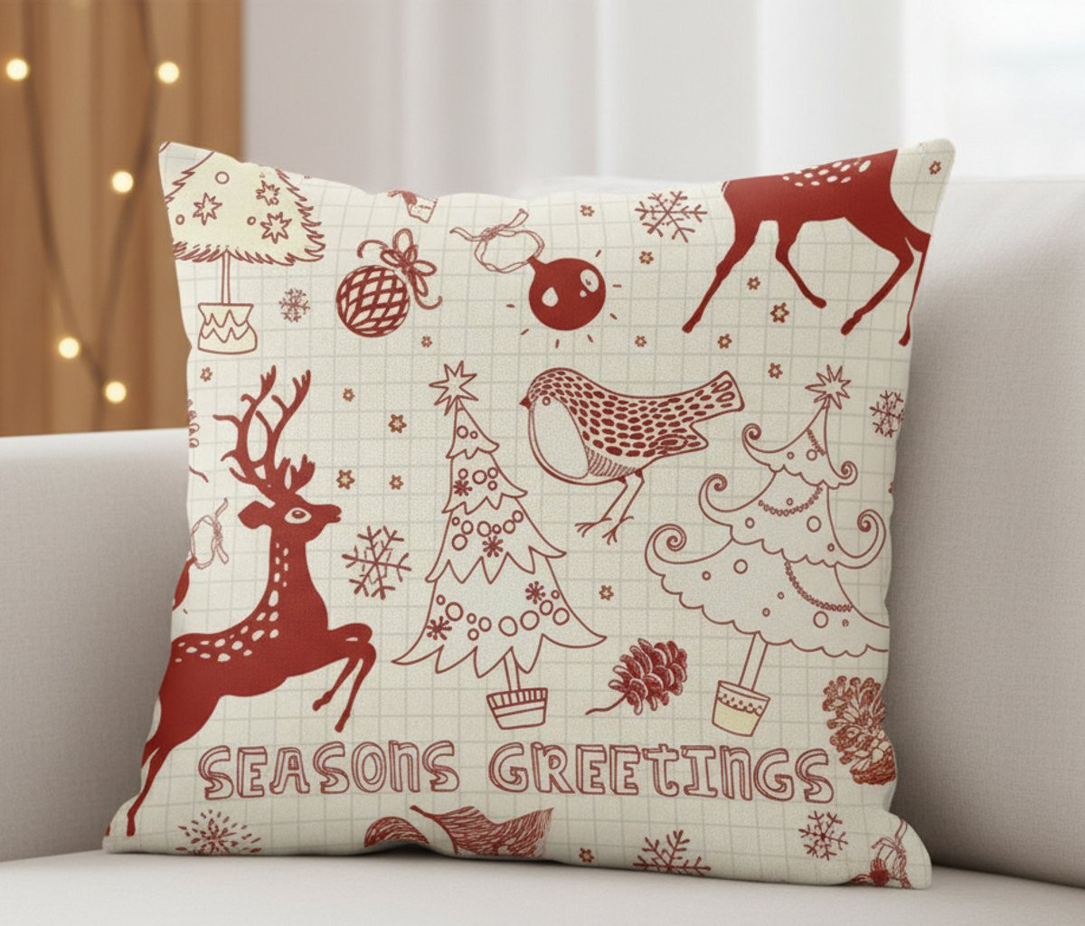 De Groen Home Sierkussen Velvet Kerst Seasons Greetings inclusief binnenkussen 45 x 45 cm
