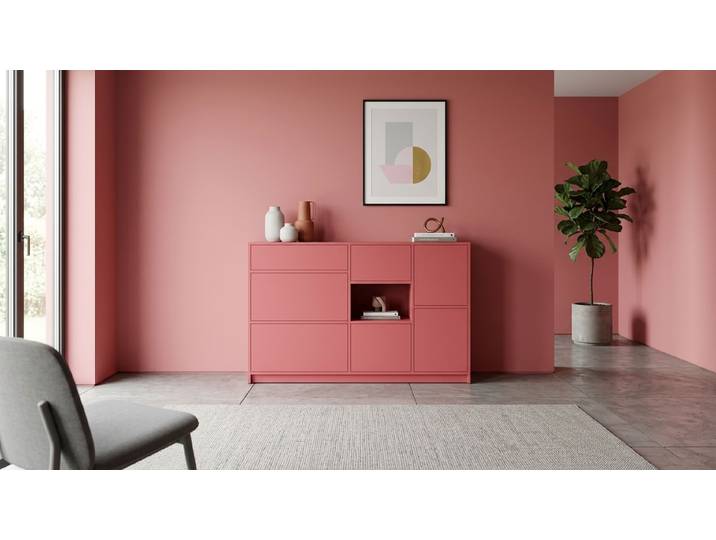 Rosafarbenes Sideboard, Kommode, Rosa, Maßgefertigt MDF Lackiert Rosé