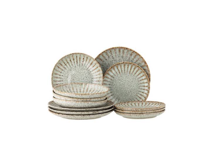 Modernes Geschirrset Skandia, Blau-Braun, Steingut (Set aus 3x4 Teilen) - Blau-Braun - Luxusbetten24