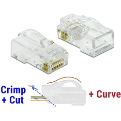 Delock RJ45 Crimp+Cut+Curve Stecker Cat.6 UTP 20 Stück