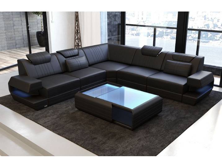 Sofa Dreams Ecksofa Ragusa L Form Leder, Couch, mit LED, Designersofa