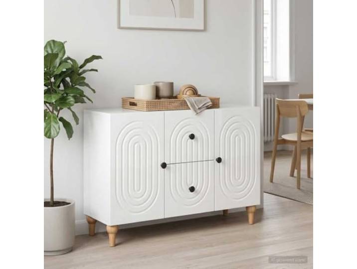 RJPLMFV TV-Schrank, weiß, glänzend, 89 x 34,5 x 60 cm, Holz, Technik Regale zur Aufbewahrung, Türen drehbar 90 °, Griffe aus Stahl, Pflege mit feuchtem Tuch