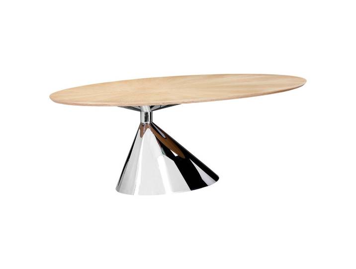 Novel Esstisch Ligneo, Eiche, Holz, Metall, Eiche, furniert, oval, konisch, 115x75x220 cm, Esszimmer, Tische, Esstische, Esstische oval
