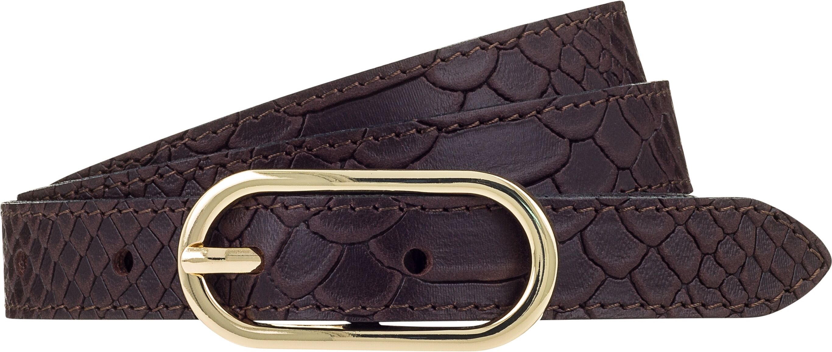 Ledergürtel TAMARIS, Damen, Gr. 100, braun (dunkelbraun), Rindsleder, gemustert, unifarben, Gürtel Ledergürtel, mit Doppelschliesse, gemusterte Optik, im Casual Stil dunkelbraun 100