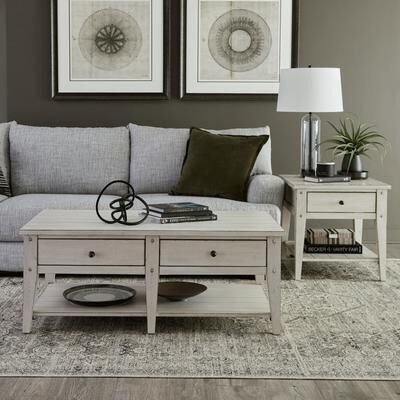 Liberty Furniture Lake House 3 Piece Cocktail Table Set - White Oak Wood