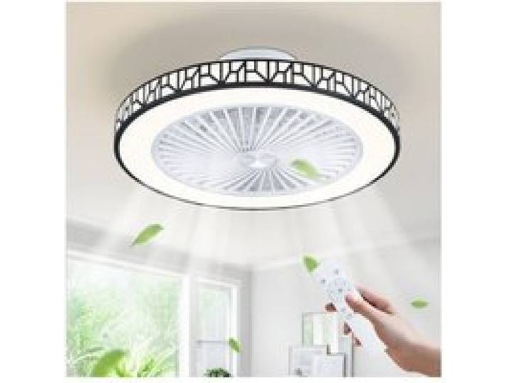 Ventilateur Plafond 48cm 6 Vitesses Réversible éclairage Plafonnier Ventilateur led 3 Mémoire Position Noir Noir AMPOULE