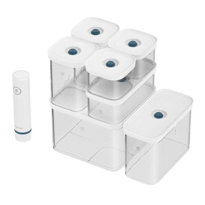 Vakuumbehälter ZWILLING "FRESH & SAVE CUBE La Mer, Aufbewahrungssystem", weiß (transparent, la, mer), Kunststoff, Lebensmittelaufbewahrungsbehälter, Luftdichte & Vakuumierbare Aufbewahrung, Spülmaschinengeeignet