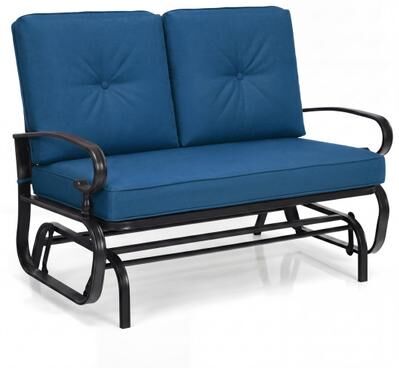 Costway 2 Seats Outdoor Swing Glider Chair with Cushions-Navy