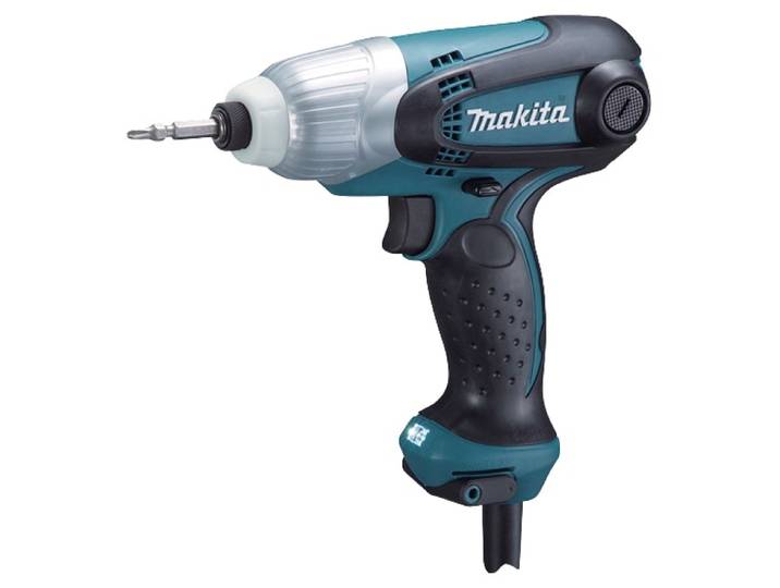 Schlagschrauber MAKITA TD0101FJ , blau (türkis, schwarz), B:6,7cm H:19,2cm L:18,4cm, Schrauber, Schlagschrauber