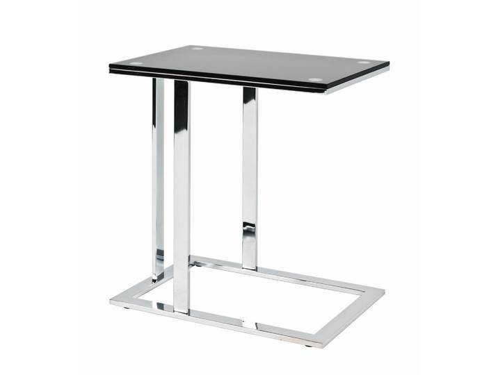 Beistelltisch, Schwarz, Chrom, Metall, Glas, rechteckig, Flachrohr, 37x58x54 cm, Wohnzimmer, Wohnzimmertische, Beistelltische, Beistelltische Metall