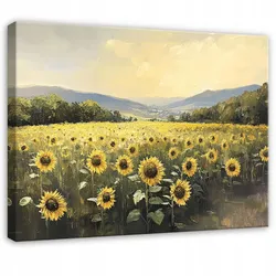 BILDER Blumenwiese Sonnenblumen Aquarell Wohnzimmer 100x70