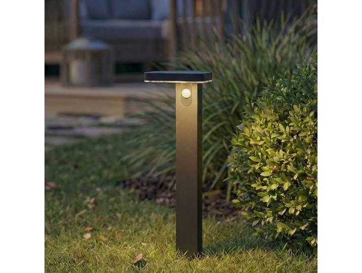 Prios LED-Solar-Wegelampe Tarlson, eckig, anthrazit, Sensor Tarlson PRIOS, schwarz, Kunststoff, Modern, Solarleuchte