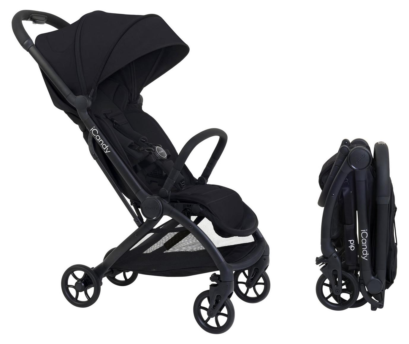 iCandy Pip Buggy Black, 7 kg, ab Geburt, flache Liegeposition, Einhand-Faltmechanismus, IATA-zugelassen