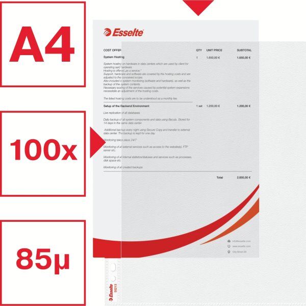 Esselte Lomme   A4   Top+side   85my   100 Stk.