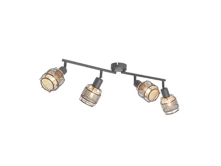 Plafonnier design noir avec or 4 lumières oblong - Noud