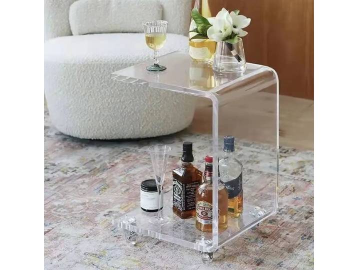 Meubles nordiques Table basse en acrylique meubles de salon Table d'appoint de canapé transparente Tables de chevet à poulie mobile créative