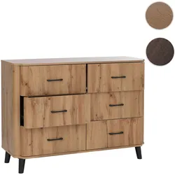 Kommode HWC-P42, Sideboard Schrank Anrichte, 6 Schubladen 86x120x40cm ~ Wotan-Eiche-Optik