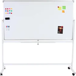 Whiteboard HWC-C85, Magnettafel Memoboard Pinnwand, mobil rollbar inkl. Zubehör ~ 180x100cm