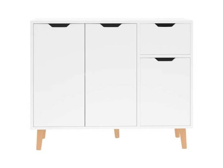 Blanc Buffet & bahut contemporain，Buffet blanc brillant 90x30x72 cm bois d'ingénierie FR&153