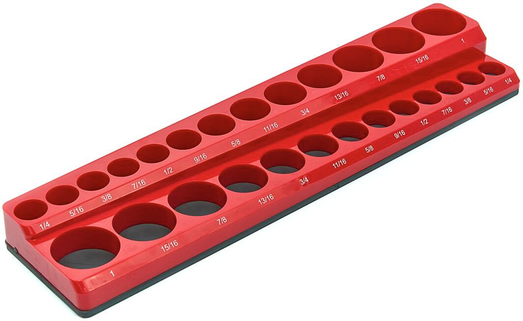 Supporto per accessori magnetici HBM per 26 pezzi di dimensioni inglesi da 3/8 pollice, rosso