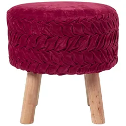 SAMT-HOCKER Lyla, magenta plissiert, 40/40/41 cm