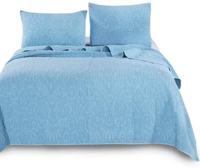 KASENTEX 3-Piece Stone Washed Quilt Set Soft Cotton Reversible Bedspread Coverlet Set