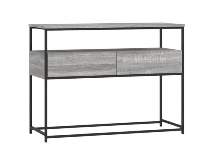Coespram Konsolentisch Grau Sonoma 100x40x75 cm Holzwerkstoff Metall Schlanker Dielentisch für Flur und Wohnzimmer mit stabilem Metallrahmen und verstellbaren Füßen.
