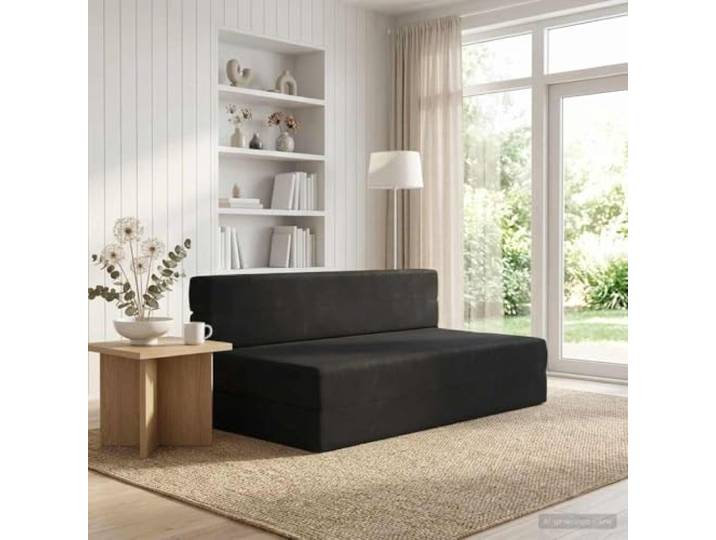 pokgdf Klappsofa Bett Schwarz 152 x 86,5 x 60 cm Stoff 100% Polyester, Atmungsaktiv, Waschbarer Reißverschlussbezug, 2-in-1 Design, Platzsparend