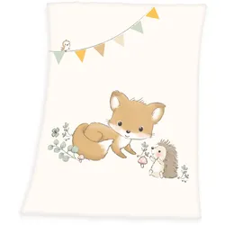 BabyBest Microfaserflausch-Decke Waldfreunde - weiß
