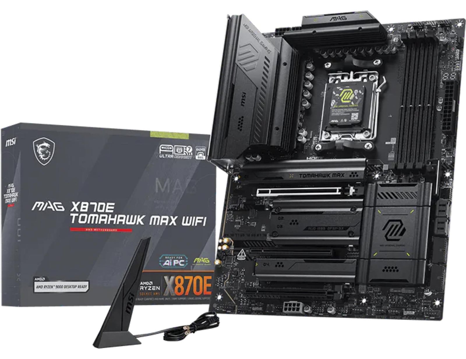 MSI MAG X870E TOMAHAWK MAX WIFI moederbord met AM5 socket, 4x DDR5, 4x SATA en 4x M.2
