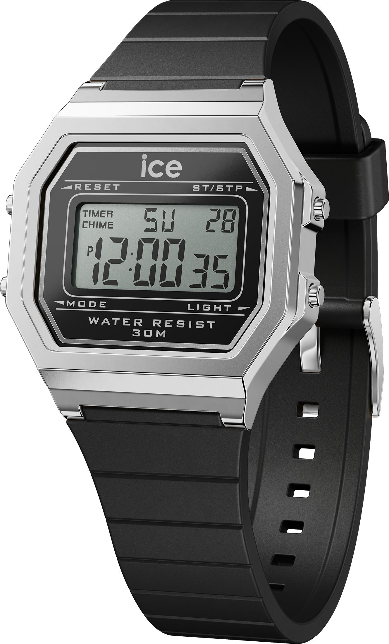 Ice Watch Ice Digit Retro - Black Silver Dames Horloge Zwart 022063