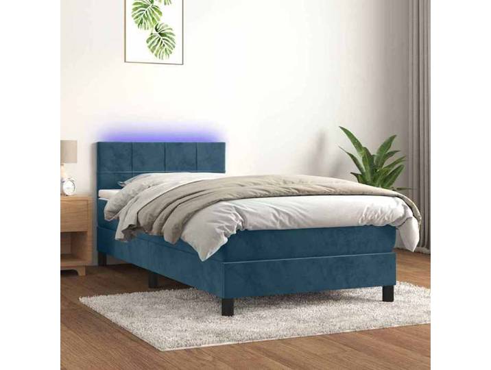 Sommier lattes matelas LED bleu foncé 90x190 cm éclairage intégré literie design compacte moderne fonctionnelle