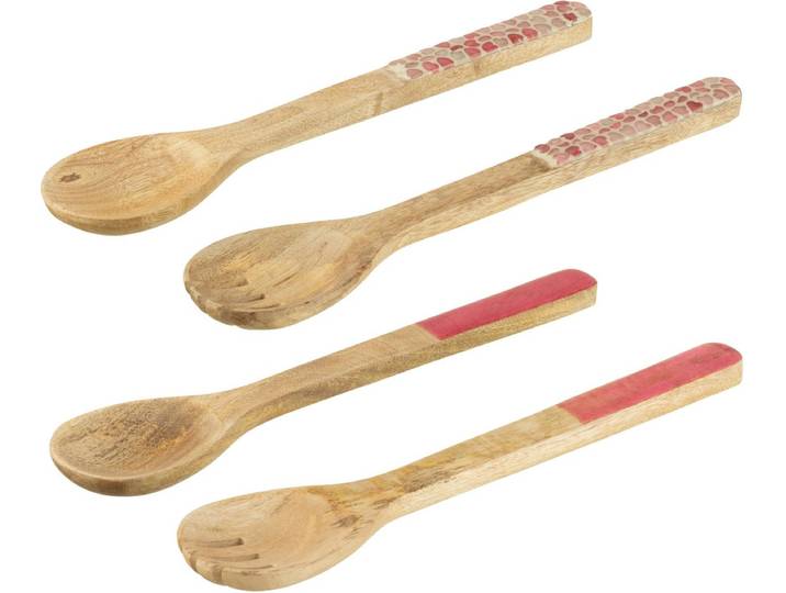 J-Line slabestek Lang Mango - hout - roze - 2 dozen van 2 stuks