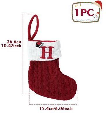 Discount Dollar Deals Christmas Alphabet Knitting Socks For Christmas Tree Ornaments, Decorations For Home Noel New Year Xmas Gift h one red