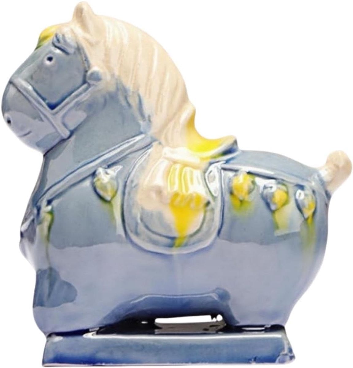 Keramiek Paard Sculptuur Bosbes - Handgemaakt Bureau Decoratie - B/D/H: 30 x 30 x 10 cm