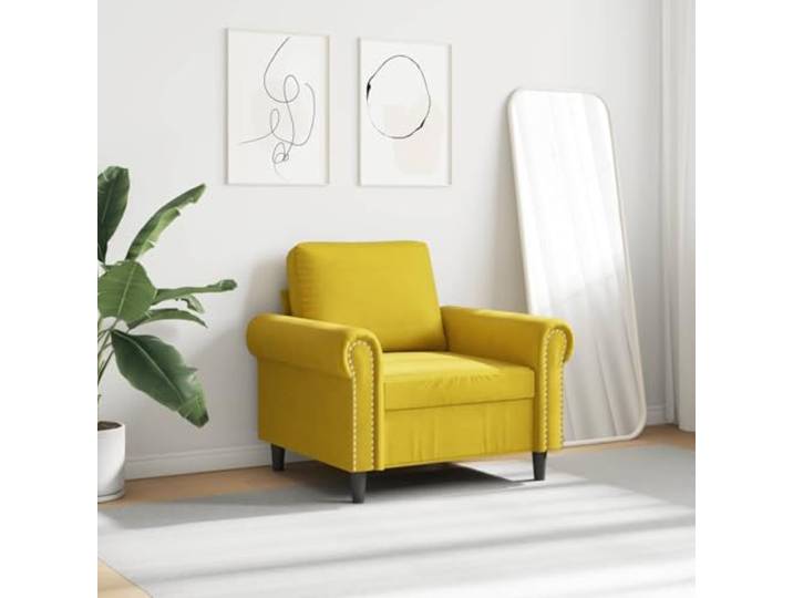 KTHLBRH Gelber Sessel Samt 60 cm Gestell aus Metall, Schaumgummi, modernes Design, 110 kg Kapazität